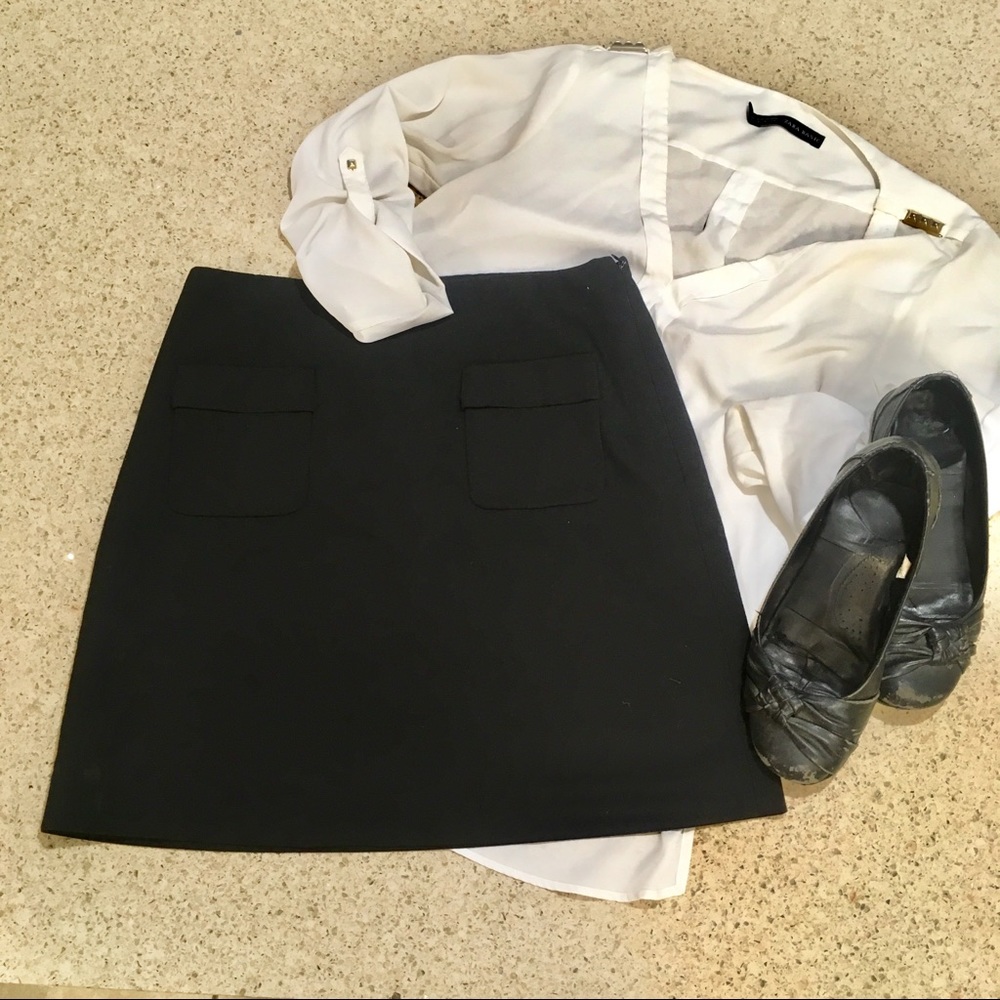 LOFT black a-line skirt with pockets!